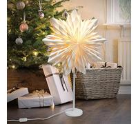 EANLOLY Étoile de Noël debout éclairée - LED Lampe de table en papier pour décoration de Noël intérieure fenêtre, étoiles lumineuses, éclairage de Noël, guirlande lumineuse blanche