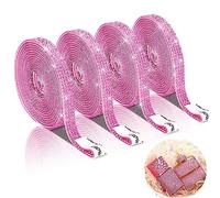 EANLOLY Lot de 4 rouleaux de ruban adhésif en strass avec strass de 2 mm pour loisirs créatifs, mariage, fête d'anniversaire, événement, décoration de voiture, téléphone (rose)