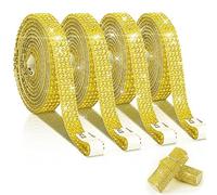 EANLOLY Lot de 4 rouleaux de ruban adhésif en strass avec strass de 2 mm pour loisirs créatifs, mariage, fête d'anniversaire, événement, décoration de voiture, téléphone (doré)