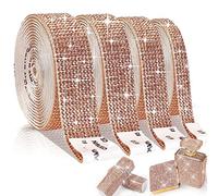 EANLOLY Lot de 4 rouleaux de ruban en strass, autocollants décoratifs pour ceinture pour loisirs créatifs, décoration de voiture (champagne doré)