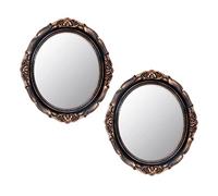 Eaoundm Lot de 2 miroirs muraux décoratifs Vintage à Suspendre pour Chambre à Coucher, Salon, Commode, Cadre en Plastique, 33,3 x 37,6 cm, doré Vintage