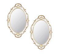 Eaoundm Lot de 2 miroirs muraux ovales décoratifs Vintage 36,8 x 25,4 cm (Blanc)