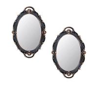 Eaoundm Lot de 2 miroirs muraux ovales décoratifs Vintage 36,8 x 25,4 cm (Marron)