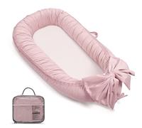 EAQ Reducteur de Lit Bébé, Baby Nest Cocoon Lit pour Nouveau-né Nourrisson et Bébé, Couffin de voyage portable, Couverture Amovible et Lavable (Rose Poudré)