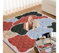 EAQ Tapis de Jeux Bebe, Tapis de parc pour bébé pliable et lavable, tapis d'eveil bebe épais d'une seule pièce, couverture d'éveil extra large antidérapante pour bébé (Secrets de plantes, 127x127cm)