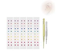 Ear Seeds Acupuncture Kit, 100-120 Pièces Graine Auriculotherapie avec Stylo Acupuncture, Patch Acupression pour Détente et Bien-être Colored rhinestones (100 pieces)