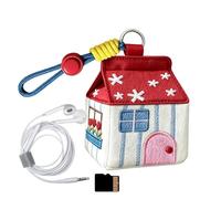 Earbud Case - Cute House Shape Storage with Keychain, Portable Headphone Storage Case with Keychain, Mini Organizer for Earbuds SDCards Coin Charging Accessories Travel Backpack Carry Use
