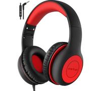 EarFun Casque Audio Enfant avec Micro Intégré, Jack 3,5 mm, Noir Rouge