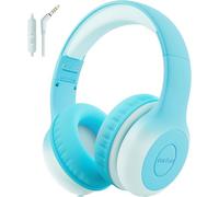 EarFun Casque Audio Enfant Filaire avec Micro Intégré, Limiteur de Volume 85/94 DB, Jack 3,5 mm, Confortable, Partage Audio, Arceau Réglable, Pliable, pour École/Voyage/Téléphone, Bleu Ciel