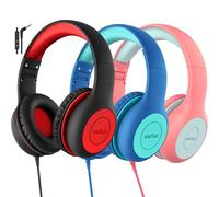 EarFun Casque Audio Enfant Filaire avec Micro Intégré, Lot 3,Bleu&Rose&Noir