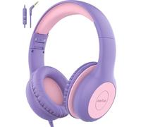 EarFun Casque Audio Enfant Filaire avec Micro, Limiteur de Volume 85/94 DB, Jack 3,5 mm, Partage Audio, Son Stéréo, Arceau Réglable, Pliable, Casque Enfants pour École/Voyage/Téléphone, Violet Rose