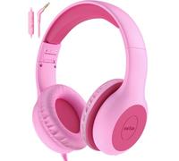 EarFun Casque Audio Enfant Filaire avec Micro, Limiteur de Volume 85/94 DB, Jack 3,5 mm, Partage Audio, Son Stéréo, Arceau Réglable, Pliable, Casque Enfants pour École/Voyage/Téléphone, Rose