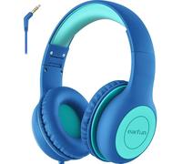 EarFun Casque Audio Enfant Filaire, Limiteur de Volume 85 DB, Jack 3,5 mm, Partage Audio, Son Stéréo, Arceau Réglable, Pliable, Casque Enfants pour École/Voyage/Téléphone, Bleu Vert