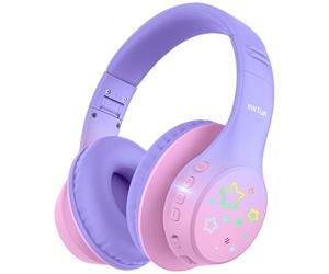 EarFun Casque Bluetooth Enfant avec Micro Intégré, 5 Modes LED, Limiteur Volume 74/85/94 DB, 90H d'autonomie, Bluetooth 5.4, Son Stéréo, Pliable et Réglable, pour École/Voyage, Violet Dégradé