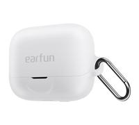 EarFun Coque de protection en silicone pour EarFun Air Pro 4+, protection complète, en silicone, avec mousqueton et bouchons anti-poussière USB-C, pour EarFun Air Pro, 4 Plus, blanc