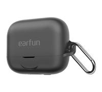 EarFun Coque de protection en silicone pour EarFun Air Pro 4+, protection complète, en silicone, avec mousqueton et bouchons anti-poussière USB-C, pour EarFun Air Pro, 4 Plus, noir