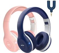 EarFun K2 Casque Bluetooth Enfant, Bluetooth 5.4, Lot de 2, Volume Sécurisé à 85/94 DB, Son Hi-FI stéréo, 40 H d'autonomie, Pliable, Réglable, pour Tablette/téléphone/Pad/PC/École/Voyage, Bleu&Rose