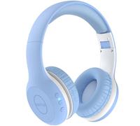 EarFun K2 Casque Bluetooth pour enfants avec volume limité, 40 heures d'autonomie, microphone intégré, son stéréo, casque supra-auriculaire pliable pour école, voyage, iPad, tablette, bleu ciel