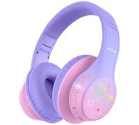 EarFun K4 Casque Bluetooth pour enfants, casque sans fil avec lumières LED, volume limité 74/85/94 dBA, microphone intégré, 90 heures d'autonomie, casque supra-auriculaire Bluetooth 5.4 pour