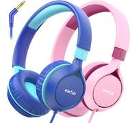 EarFun S1 Casque Audio Enfant Filaire Pliable, Limite de Volume 85 DB, Son Stéréo, Arceau Réglable, Léger et Portable, pour École, Voyage, PC, Tablette, Garçon et Fille, Bleu et Rose