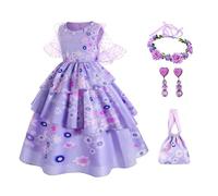 EARJIA Déguisement Princesse Fille Robe Bleu-Violet Pour Enfant Tenue D'anniversaire Noël Halloween Carnaval Avec Accessoires