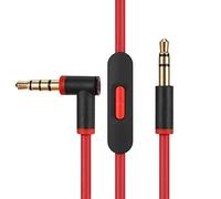 EARLA TEC Câble audio de rechange avec microphone intégré et contrôle pour casque Beats by Dr Dre Solo Studio Pro Detox Wireless Mixr Executive Pill (noir rouge)
