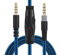 EARLA TEC Câble auxiliaire de rechange avec sourdine et contrôle du volume compatible avec casque de jeu Kingston Cloud Alpha Cloud Mix Cloud Flight (bleu)