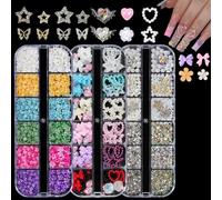 EARLMONI Nail Art Strass avec breloques 3D Nail Art Pick Up Pince à épiler Stylo pointillé (Multicolore)