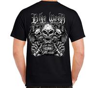 Early 2023 Bike Week Daytona Beach Bones N Chrome T-Shirt Black(Medium)