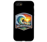 Early Bird Gets The Wave Surfing Planche de Surf avec Citation Coque pour iPhone SE (2020) / 7/8