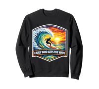Early Bird Gets The Wave Surfing Planche de Surf avec Citation Sweatshirt