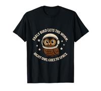 Early Bird Gets Worm Night Owl Space Owl Impression graphique T-Shirt