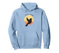 Early Bird Silhouette Lever du Soleil rétro Nature Sweat à Capuche, Unisexe pour Adultes, Bleu poudré, XXL