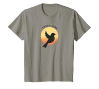 Early Bird Silhouette Lever du Soleil rétro Nature T-Shirt, Enfant, Ardoise, 10 Ans