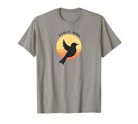 Early Bird Silhouette Lever du Soleil rétro Nature T-Shirt, Homme, Ardoise, 3XL