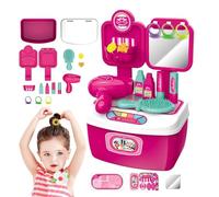 Early Educational Beauty Salon Set | Toy Hair Salon Set For Girls F0r Kids | Hair Salons Pretend Toy Equipped | Hairs Styling Toys With Hairs Dryer Mirror Comb Rings For Princess Party Dress Up Game