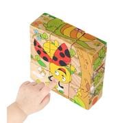 Early Learning Toy, Educational Wooden Cube Puzzle, 3 inch Brain Teaser, Natural Wood Geometric Block, Classic Style with Colorful Finish, Mental Exercise for Boys Girls