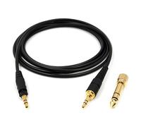Earmax Câble OFC 5N haute pureté compatible avec casque Technics EAH-DJ1200 et adaptateur plaqué or 6,35 mm + prise 3,5 mm, qualité sonore HiFi (500 cm)