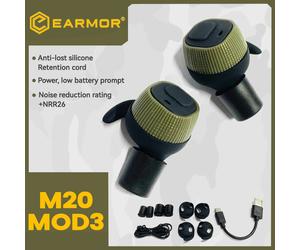 Earmor-Bouchons d'oreille électroniques M20, protecteurs auditifs, lumineux actif, cache-oreilles, accessoires auditifs Green