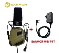 Earmor-Casque anti-bruit DulMédiateur set,communication d'aviation,écouteur de tir avec adaptateur PTT,M32,MOD4,M51 - Type Green with M51 PTT