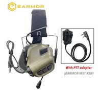 EARMOR-M32 MOD4 DulMédiateur set,Casque anti-bruit,Aviation,Communication,Écouteur de tir avec MendPTT - Type Green with PTT