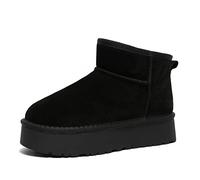 Earnmore Bottes de neige à plateforme pour femme, bottes d'hiver en peau de mouton australien, bottes classiques résistantes à l'eau, bottes d'hiver confortables 39EU Noir