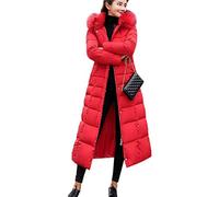 Earnmore Femme Doudoune Longue Manteau Hiver Manteau avec Capuche Fourrure Doudoune Femme Zippé Longue Casual Duvet de Coton Parka Slim Fit Veste