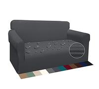 Earnmore Housse de canapé imperméable 2 Place - Stretch épais - pour Chiens et Chats - Protection de Meubles antidérapante avec Barres en Mousse - pour Le Salon - 2 Place, Gris