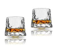 Earnmore Lot de 2 verres à whisky rotatifs pour décompression - Verres à whisky à l'ancienne - Verres à whisky de bar - Verres à bourbon - Verres pour Scotch - Verres à rhum (texture marteau, 160ml)