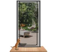 Earrck Porte grillagée pour chat, porte grillagée renforcée pour l'introduction de nouveaux chats, garder les animaux de compagnie à l'intérieur, résistant aux rayures, fermeture éclair, noir