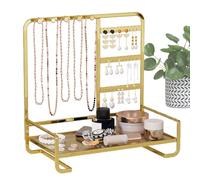 Earring Tree - Visual Accessory Display Rack, Aesthetic Structure, 15cm Width + Ring Storages Tray, Weighted Iron Alloy Base - for Bracelet Hooking & Watch Organising