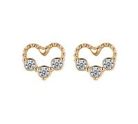 Earrings À ma très chère mère fille cadeau de goujon d'oreille exquis le plus vrai amour et bénédiction amour goujon d'oreille en cristal en forme de coeur Clous D'Oreilles (Gold, One Size)