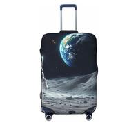 Earth and Moon Housse de protection élastique pour valise de voyage Motif imprimé anti-rayures, Noir , L