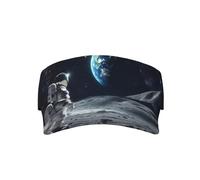 Earth and Moon Print Adult Sunscreen Visor Cap Sun Hat Sports Visor Hat Empty Top Baseball Cap for Men Women Unisex Black
